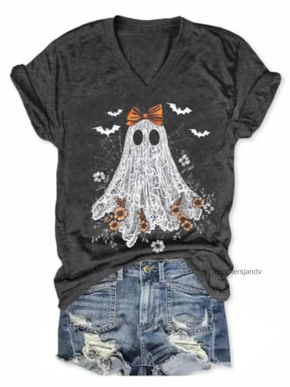 Women's Boho Flowers Graphic V-Neck T-Shirt Short Sleeve Casual Top